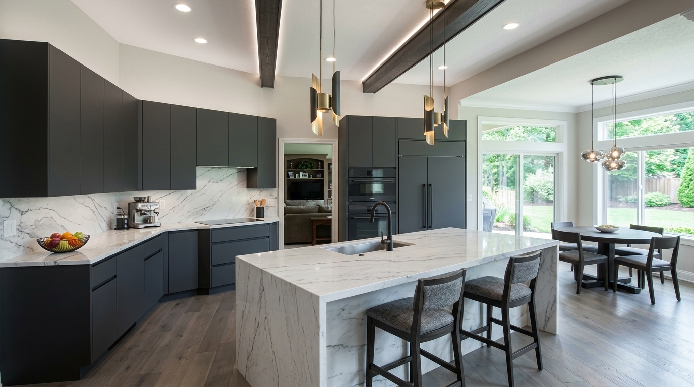 Open-Concept Luxury Waterfront Kitchen After